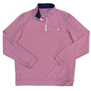 Rhoback Long Sleeve 1/4 Zip Mens L Red White Striped Mock Pullover Golfing Golf